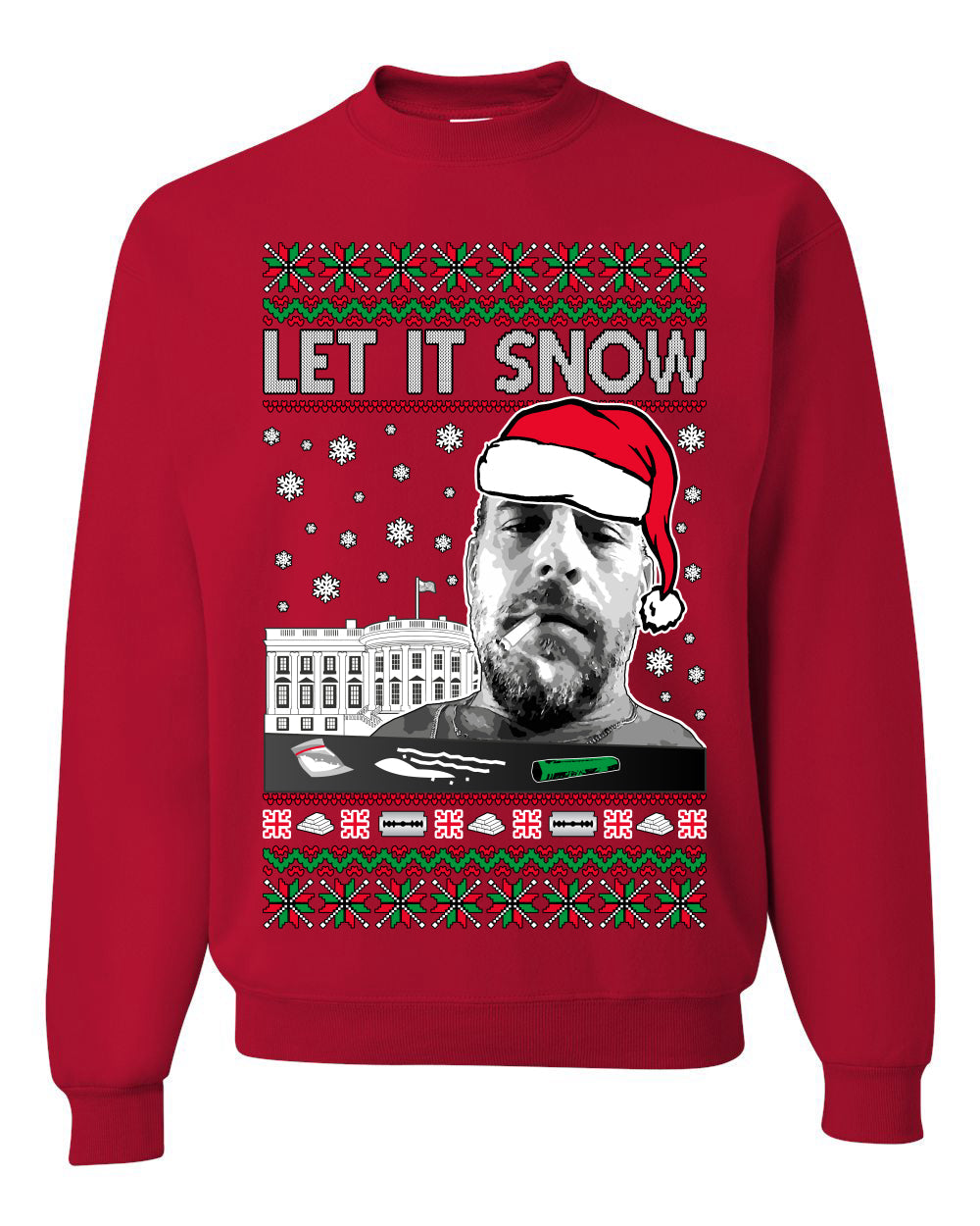Hunter Let It Snow Biden Ugly Christmas Sweater Unisex Crewneck Sweatshirt