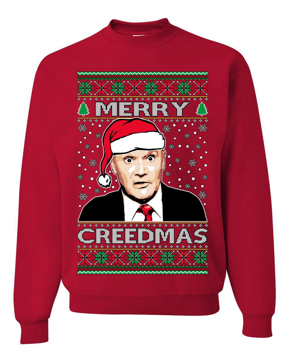 Merry Creedmas Office Humor TV Ugly Christmas Sweater Unisex Crewneck Sweatshirt
