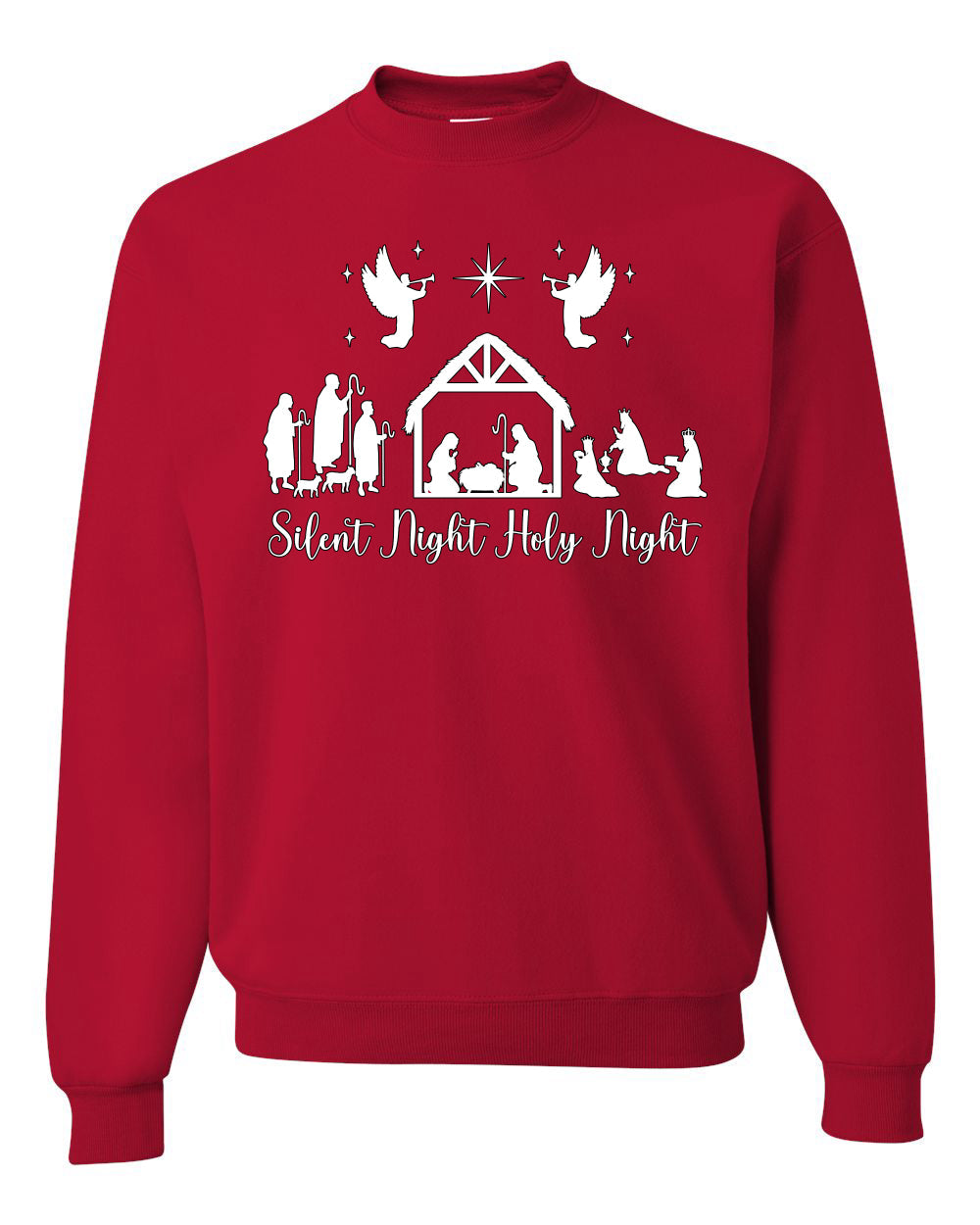 Silent Night Holy Night Religious Jesus Christmas Unisex Crewneck Sweatshirt