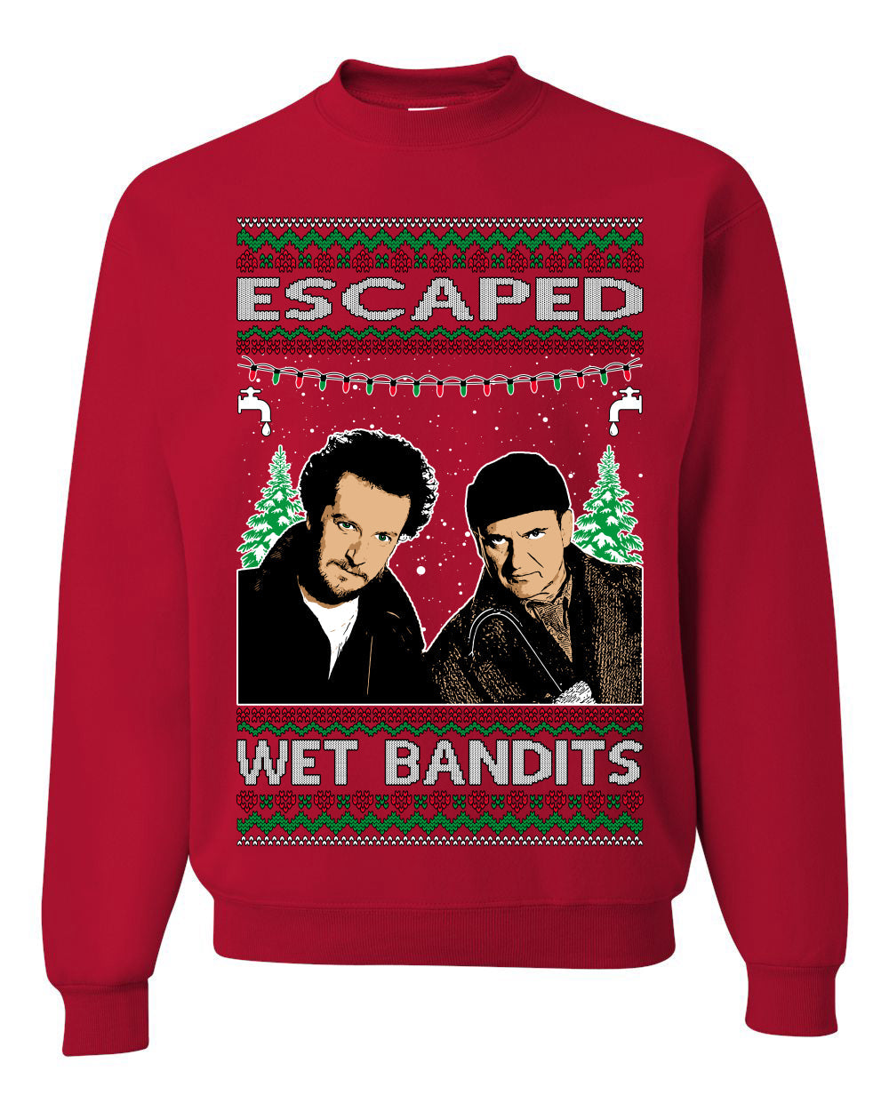 Escaped Bandits Classic Home Holiday Movie Ugly Christmas Sweater Unisex Crewneck Sweatshirt