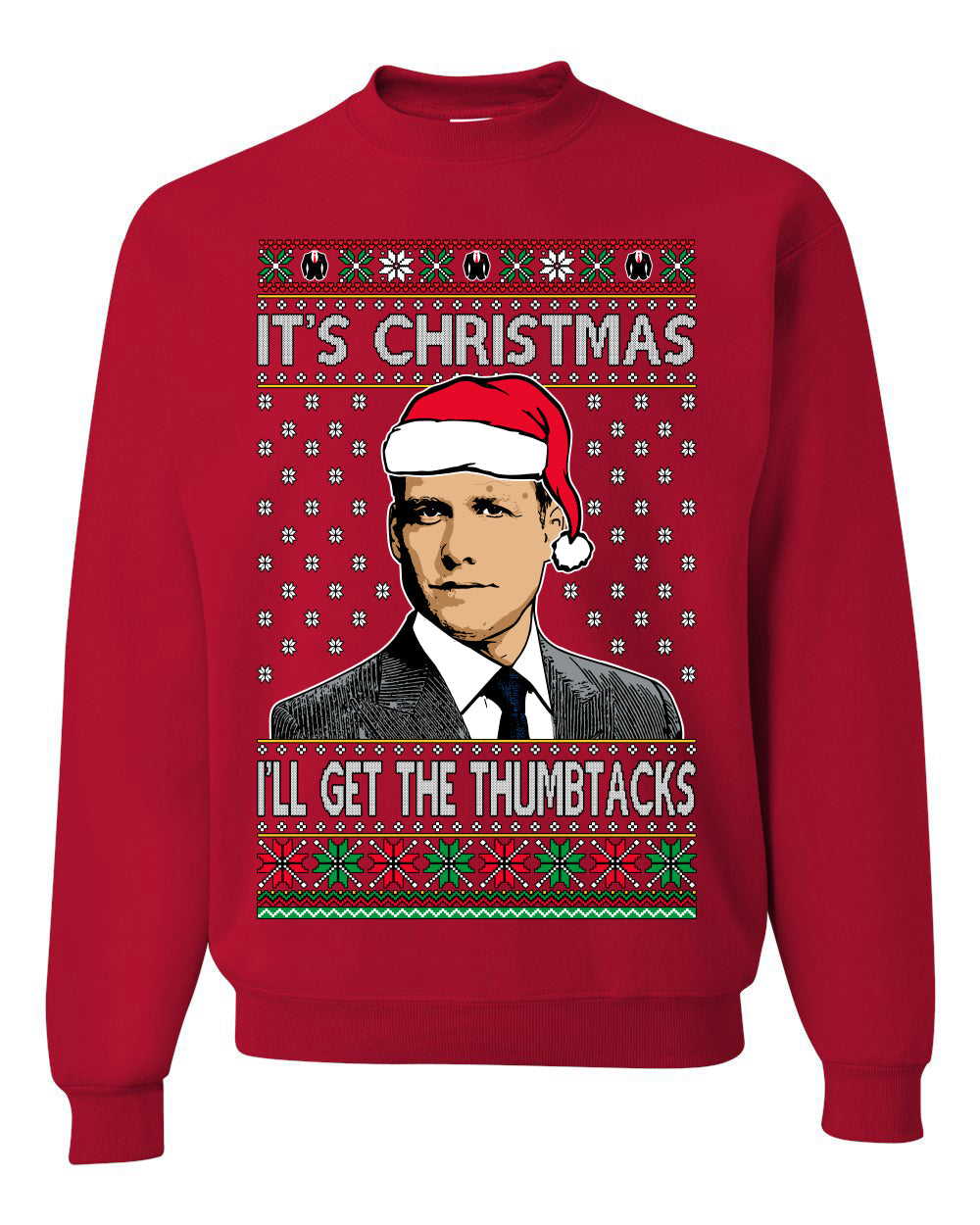 It's Christmas I'll Get The Thumbtacks TV Show Parody Ugly Christmas Sweater Unisex Crewneck Sweatshirt
