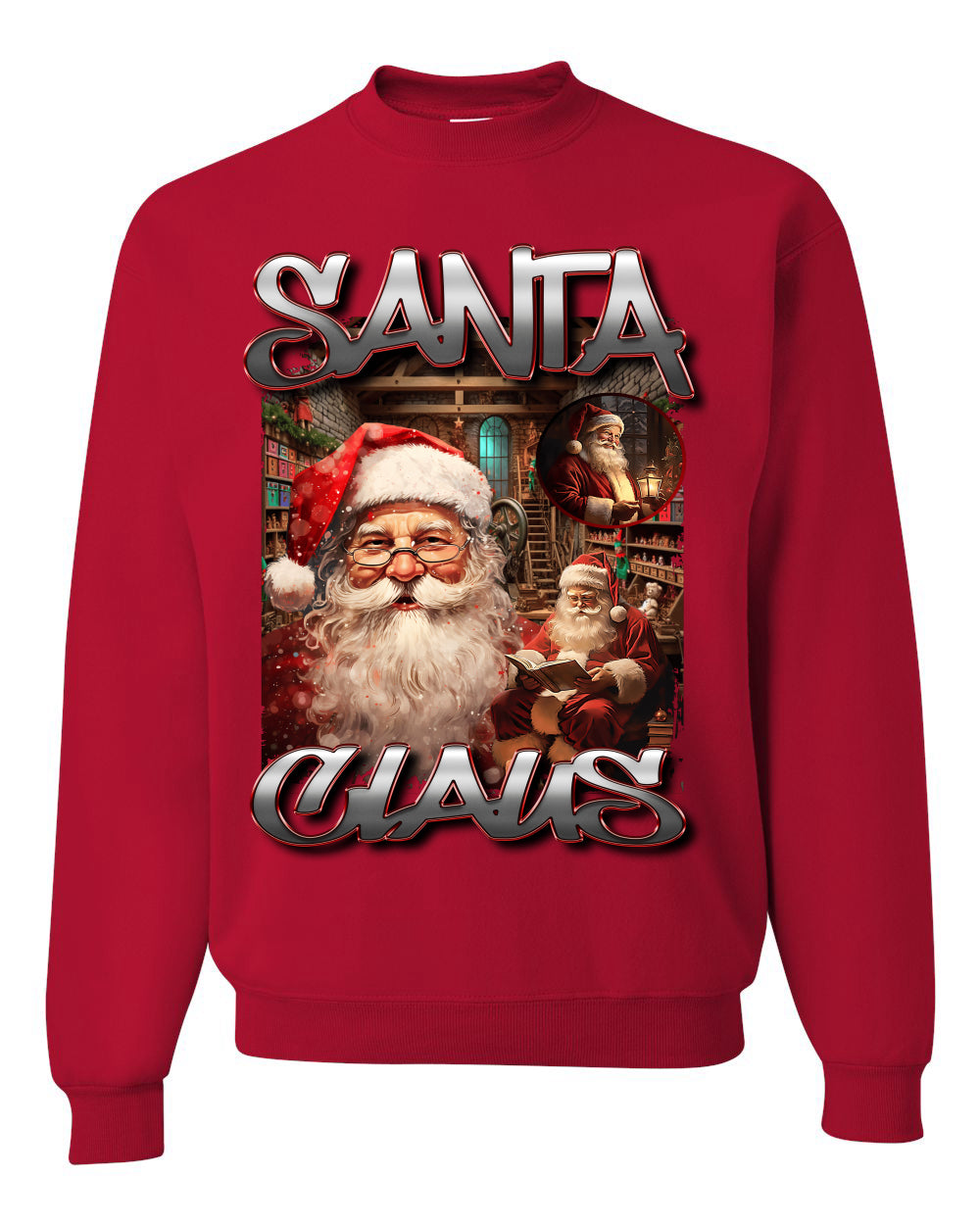 Santa Claus Bootleg Rap Music Style Ugly Christmas Sweater Crewneck Sweatshirt