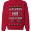 Walking HR Violation, Funny Office Humor Christmas Unisex Sweater, Ugly Christmas Crewneck Sweatshirts
