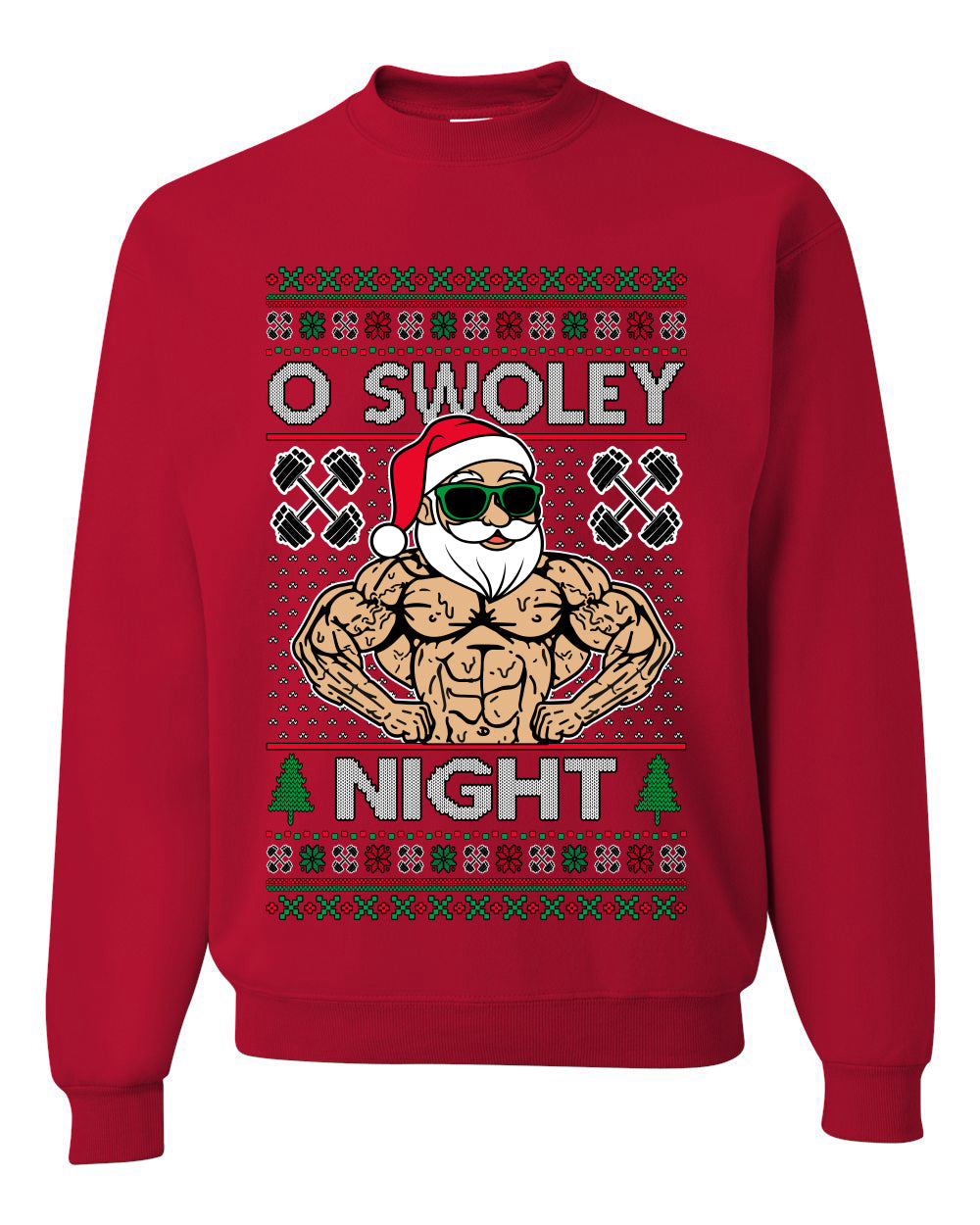 O Swoley Night, Exercise and Fitness Enthusiast, Ugly Christmas Unisex Sweater, Crewneck Sweatshirts