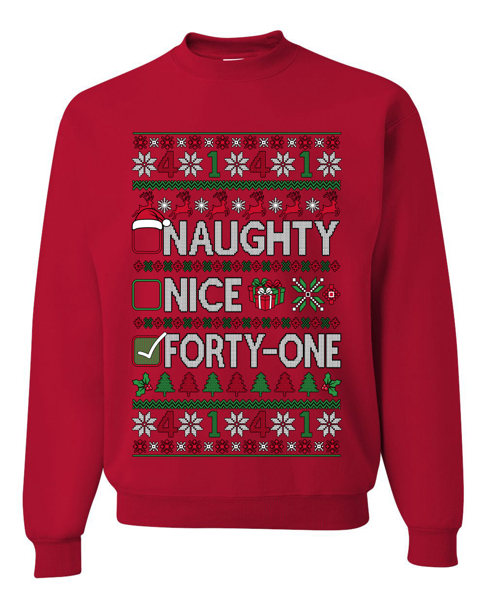 Naughty Nice 41, Ugly Christmas Unisex Sweater List, Extra Festive, Crewneck Sweatshirts
