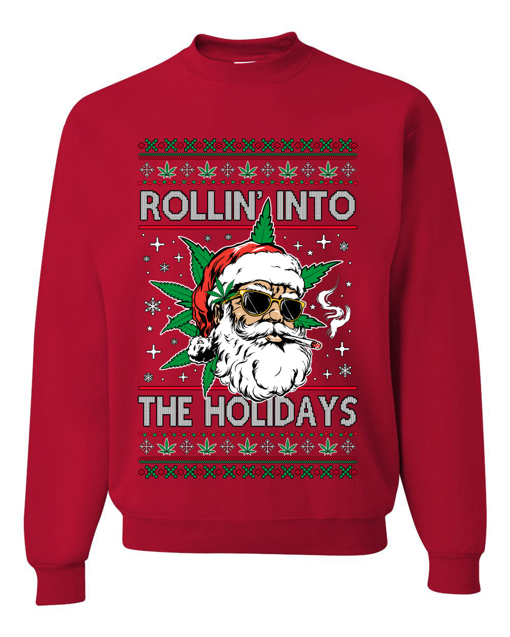 Rollin' Into The Holidays Christmas Sweater, Ugly Christmas Unisex Sweater, Crewneck Sweatshirts