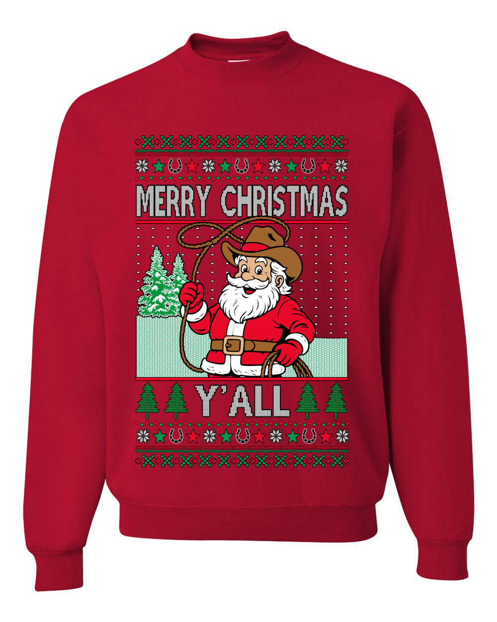 Merry Christmas Y'all Christmas Sweater,Unisex Ugly Christmas Crewneck Sweatshirts