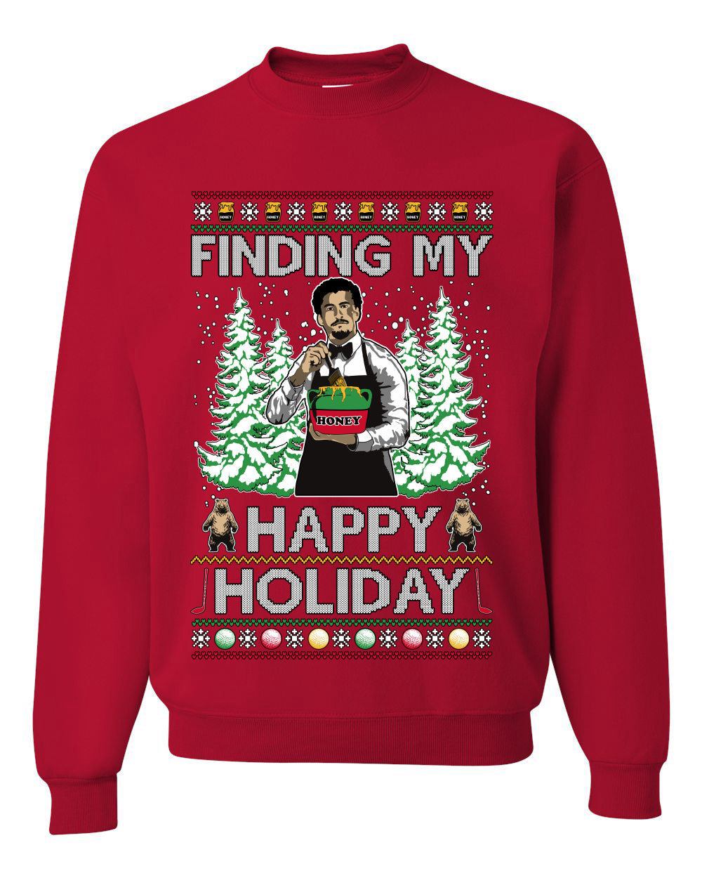 Finding My Happy Holiday, Unisex Ugly Christmas Sweater, Crewneck Sweatshirts