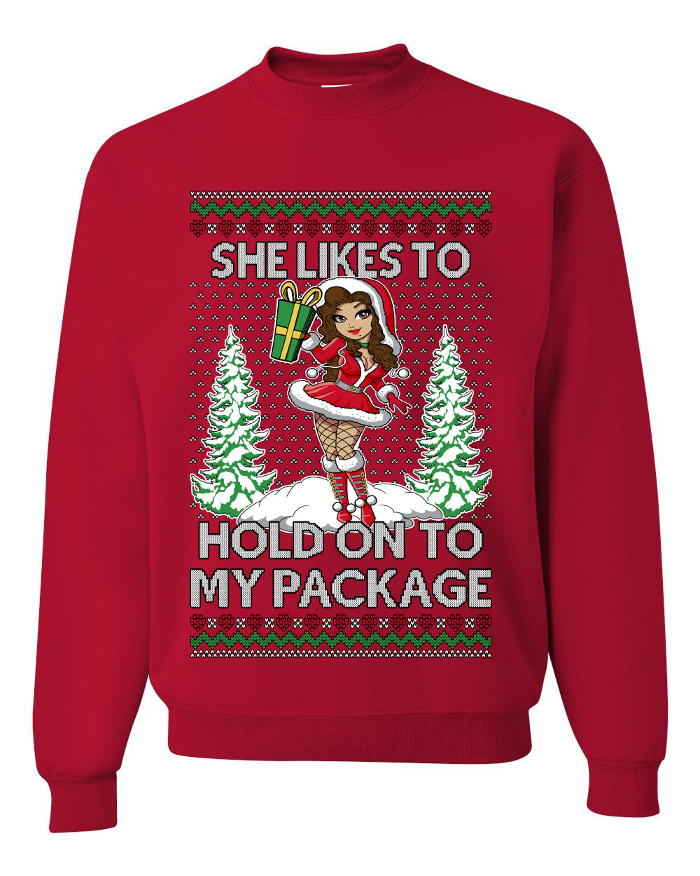 Hold My Package, Funny Unisex Ugly Christmas Crewneck Sweatshirts