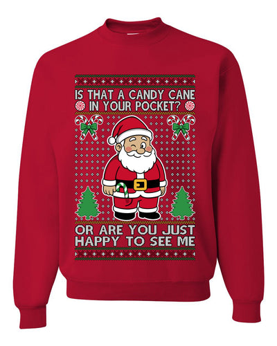 Is That A Candy Cane In Your Pocket Naughty Santa, Unisex Ugly Christmas Sweater, Crewneck Sweatshirts