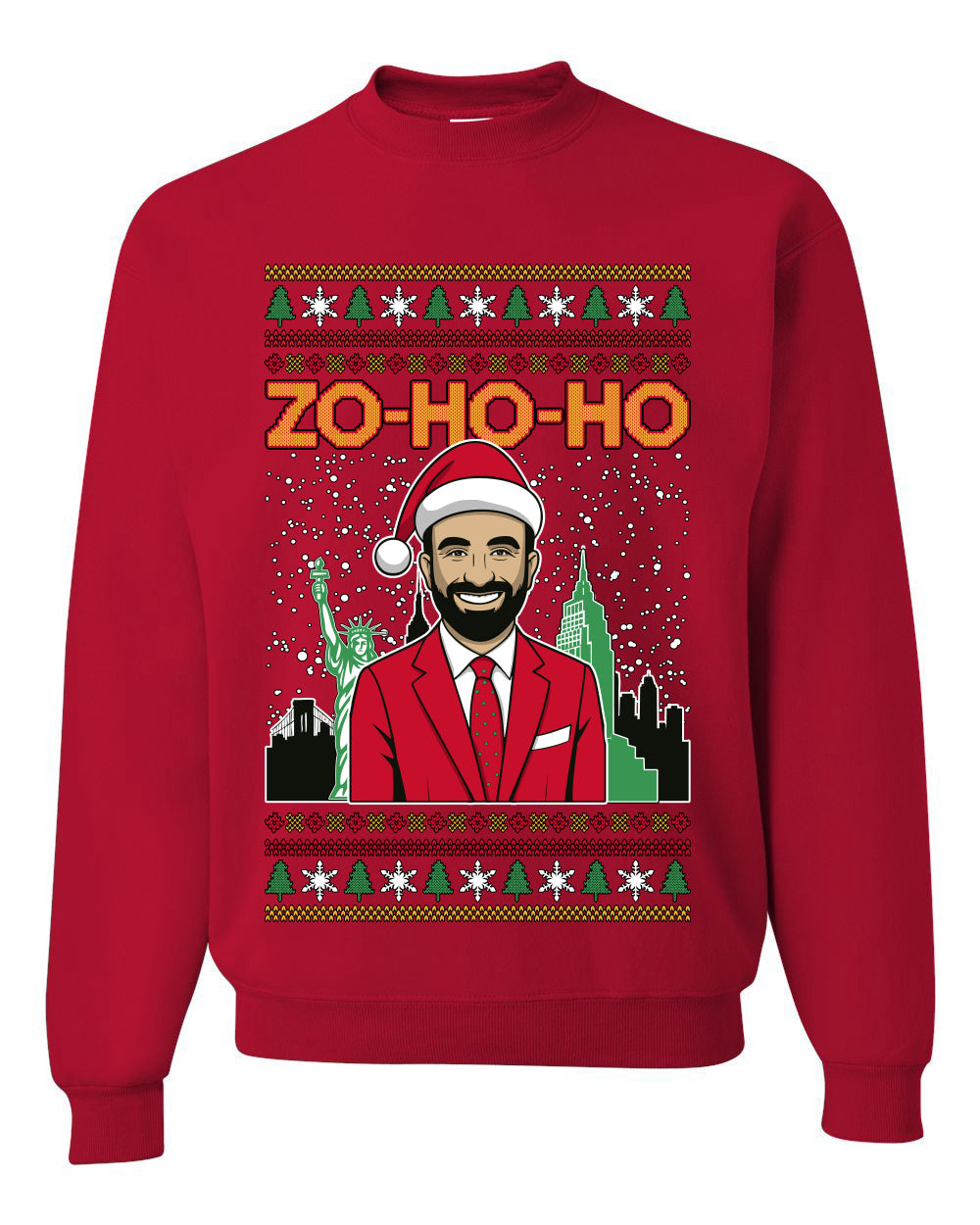 Zo Ho Ho Zohran Mamdani NYC, Unisex Ugly Christmas Sweater Crewneck Sweatshirts