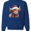Cute Fluffy Christmas Cow with Santa Hat, Cute Christmas Design, Unisex Christmas Sweater, Crewneck Sweatshirts