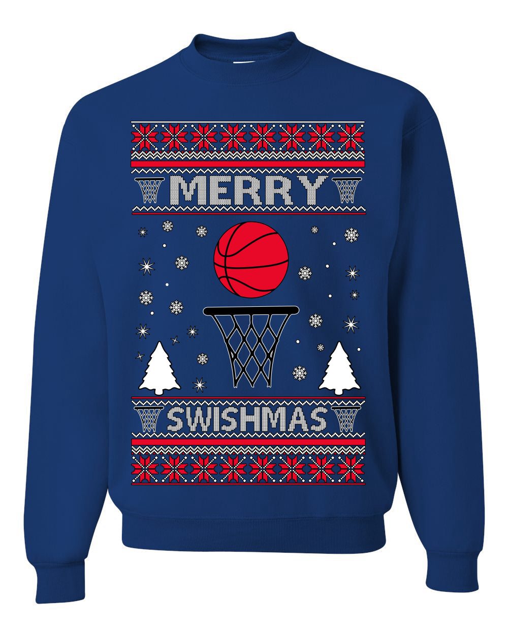 Merry Swishmas Basketball Sports Ugly Christmas Sweater Crewneck Sweatshirt