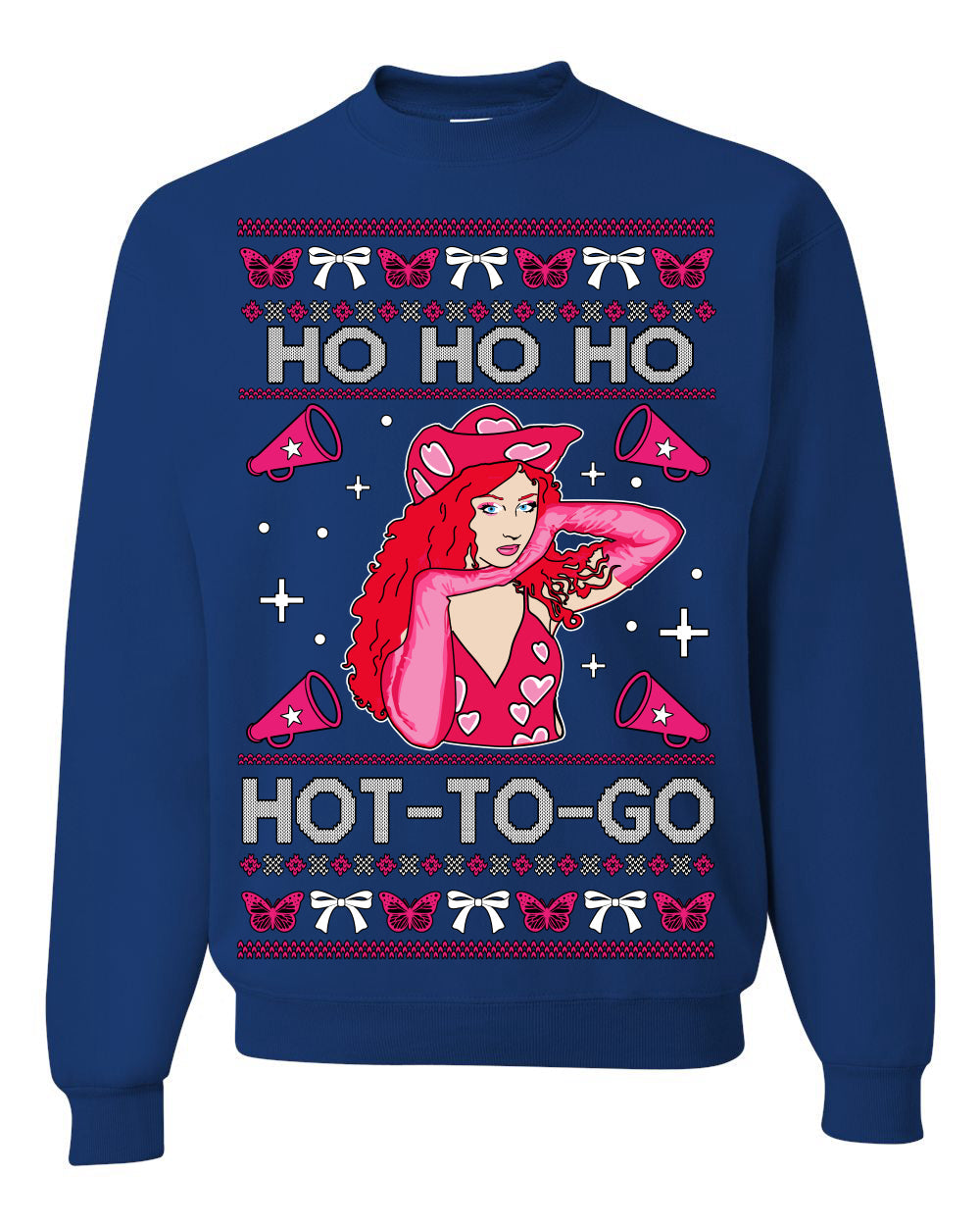 Ho Ho Ho Hot to Go, Funny Midwest Princess Pop Star Ugly Christmas Sweater Crewneck Sweatshirt