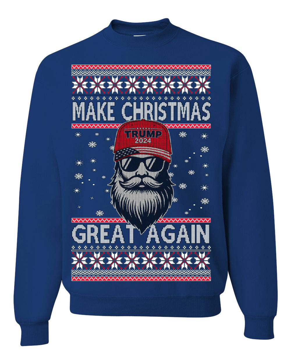 Make Christmas Great Again Trump Santa Claus 2024 MAGA Ugly Christmas Sweater Crewneck Sweatshirt