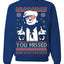 You Missed Funny 45 47 President Trump Shot USA Glasses Ugly Christmas Sweater Crewneck Sweatshirt