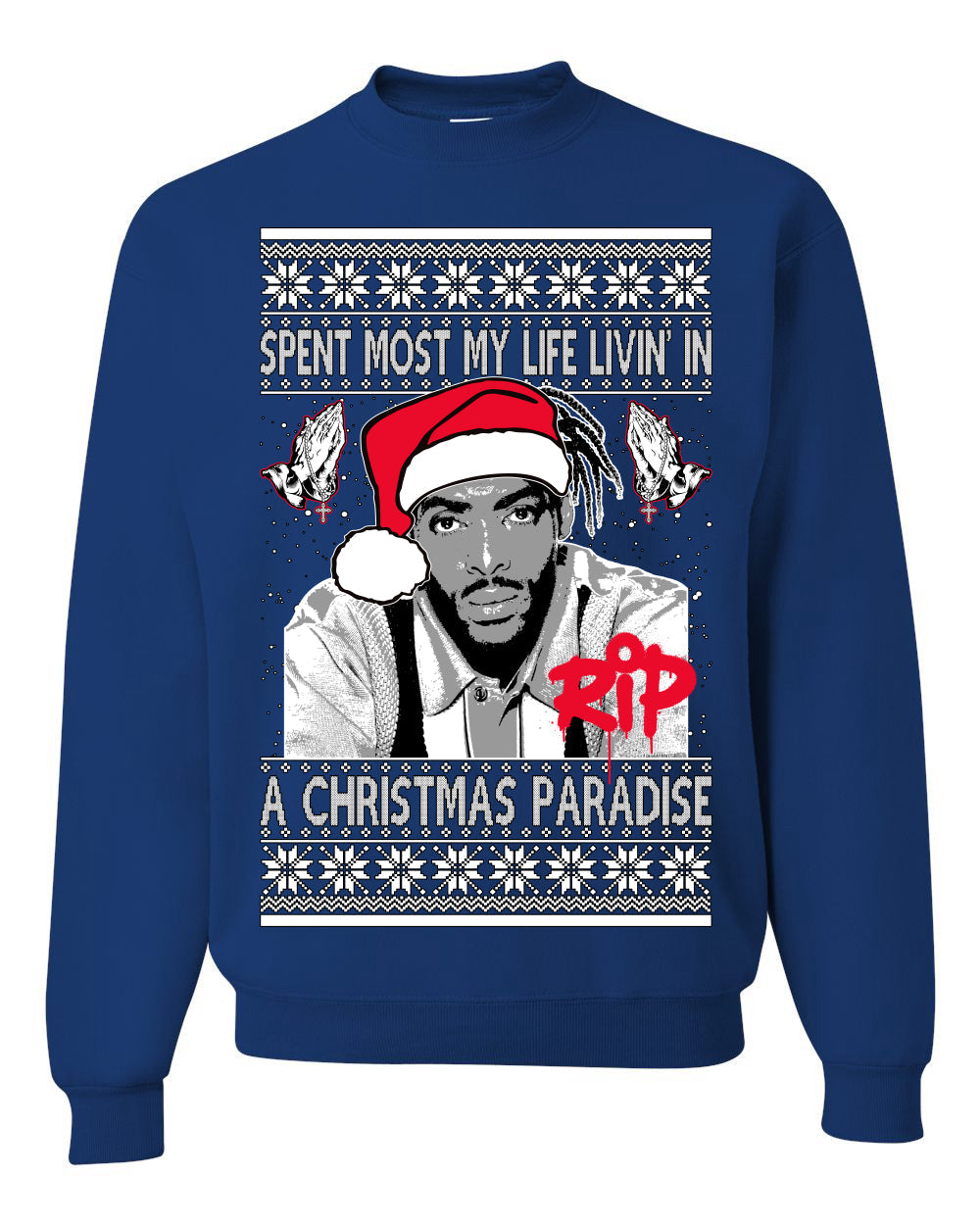Cool Paradise Rapper Gangsta Paradise RIP Ugly Christmas Sweater Unisex Crewneck Sweatshirt