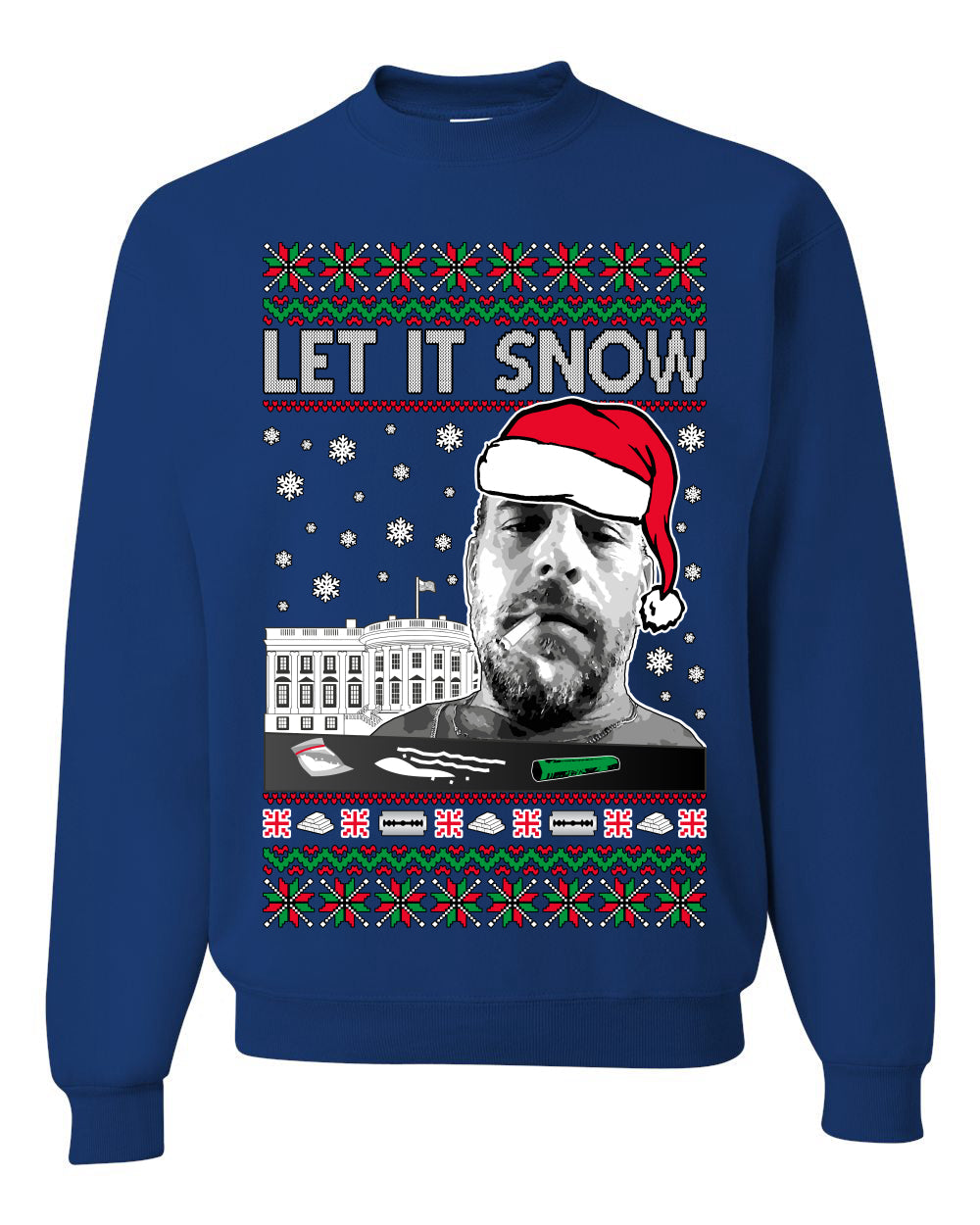 Hunter Let It Snow Biden Ugly Christmas Sweater Unisex Crewneck Sweatshirt
