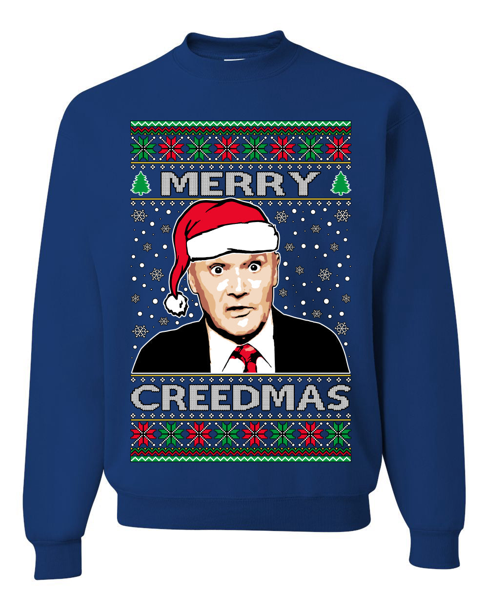Merry Creedmas Office Humor TV Ugly Christmas Sweater Unisex Crewneck Sweatshirt