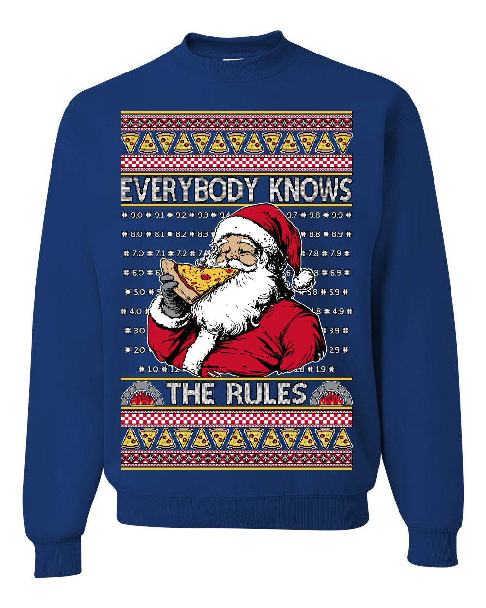 Everybody Knows the Rules Funny Santa Claus Pizza Score Ugly Christmas Sweater
