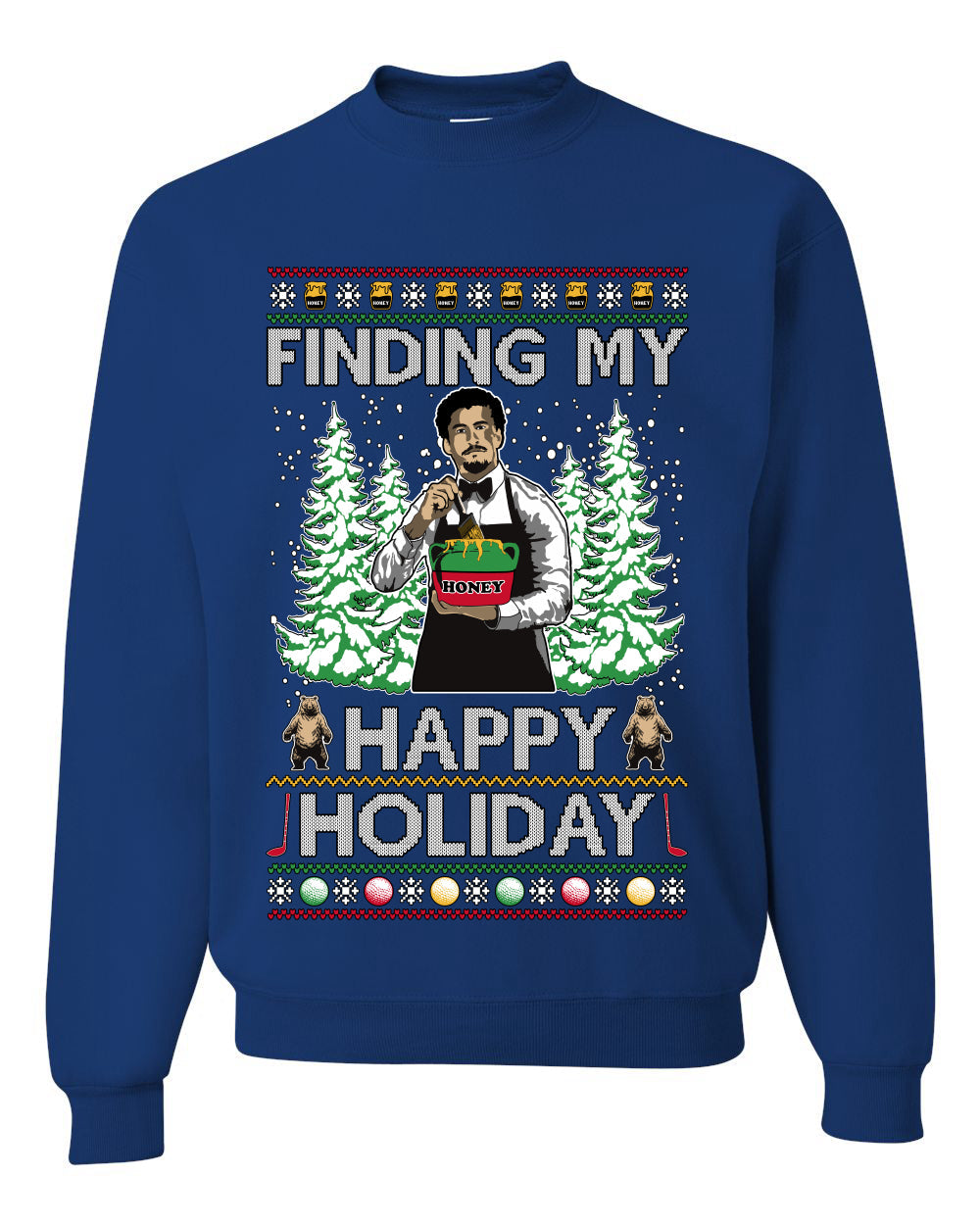 Finding My Happy Holiday, Unisex Ugly Christmas Sweater, Crewneck Sweatshirts