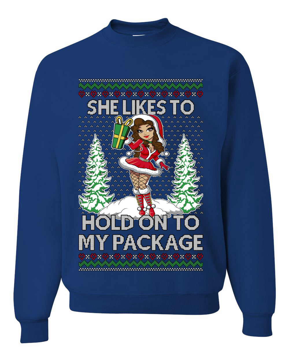 Hold My Package, Funny Unisex Ugly Christmas Crewneck Sweatshirts