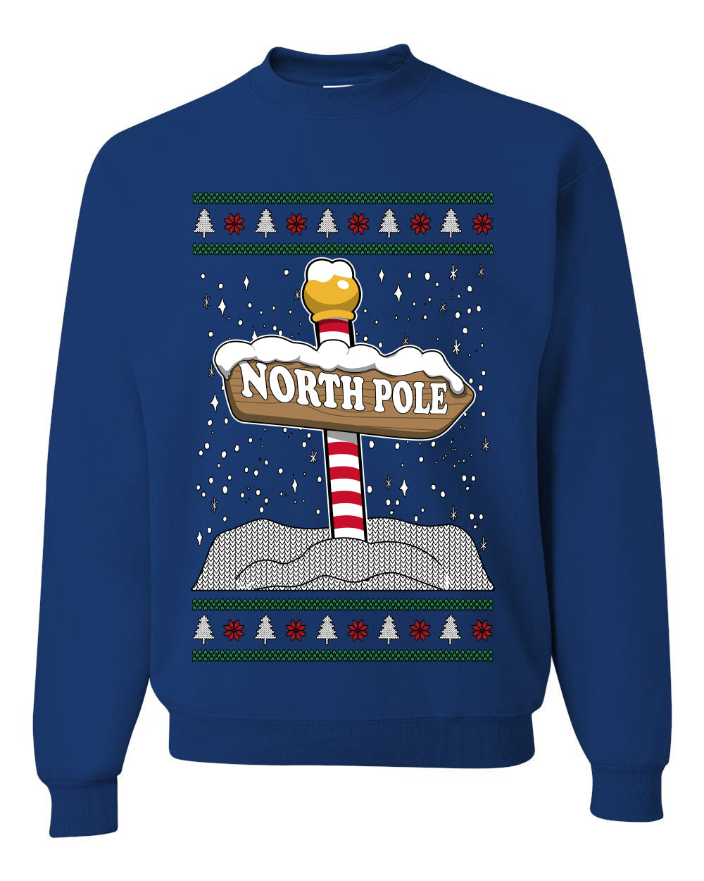 North Pole, Unisex Ugly Christmas Sweater Crewneck Sweatshirts