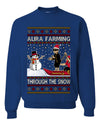 Aura Farming Through The Snow Meme, Unisex Ugly Christmas Sweater, Crewneck Sweatshirts