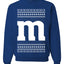 Letter M Christmas Candy, Unisex Ugly Christmas Sweater, Crewneck Sweatshirts