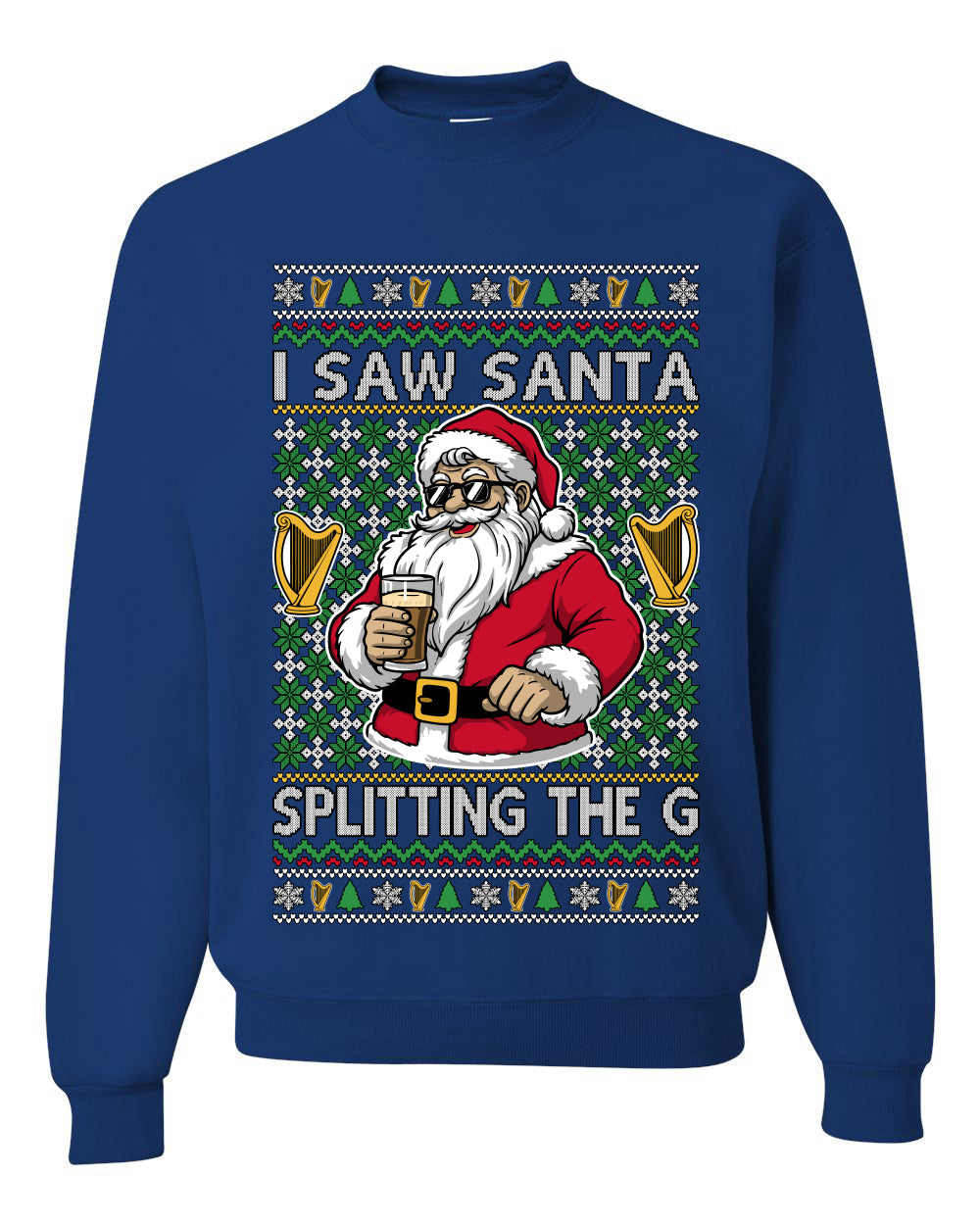 I Saw Santa Splitting The G, Unisex Ugly Christmas Sweater Crewneck Sweatshirts