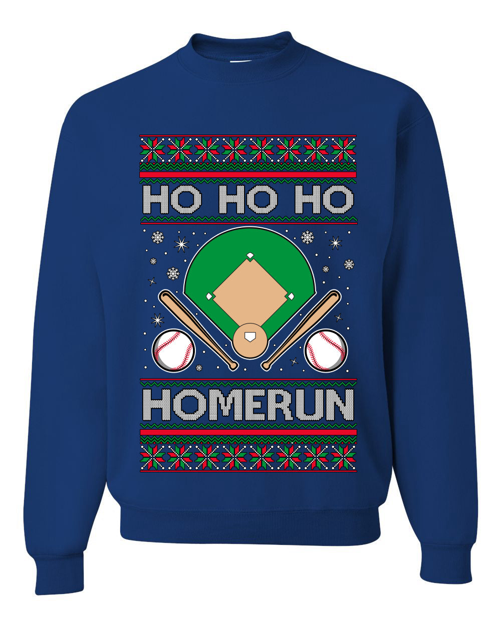 Ho Ho Ho Homerun, Baseball Fan Christmas Design, Unisex Ugly Christmas Sweater Crewneck Sweatshirts