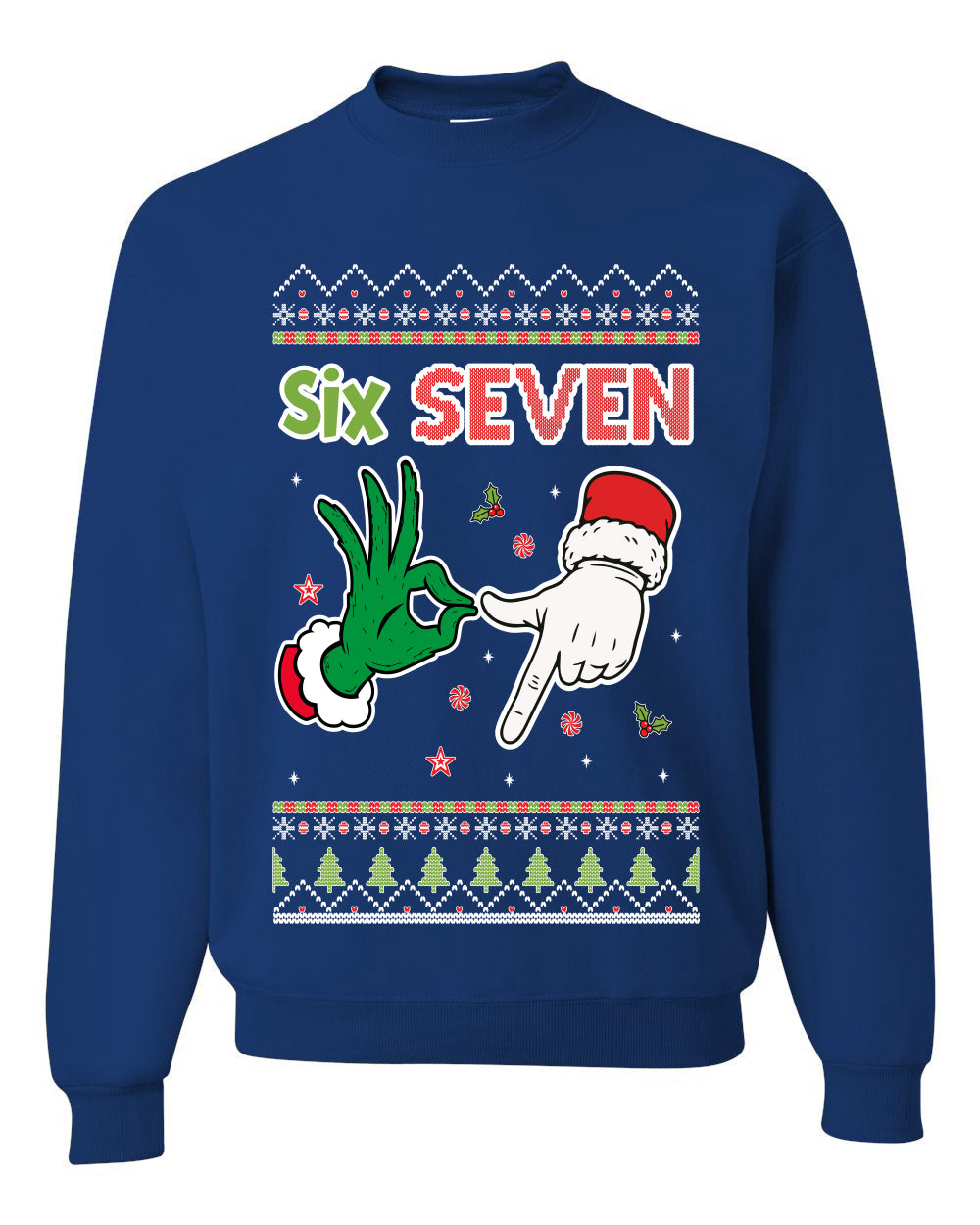 6 7 Christmas Hands, Unisex Ugly Christmas Sweater Crewneck Sweatshirts