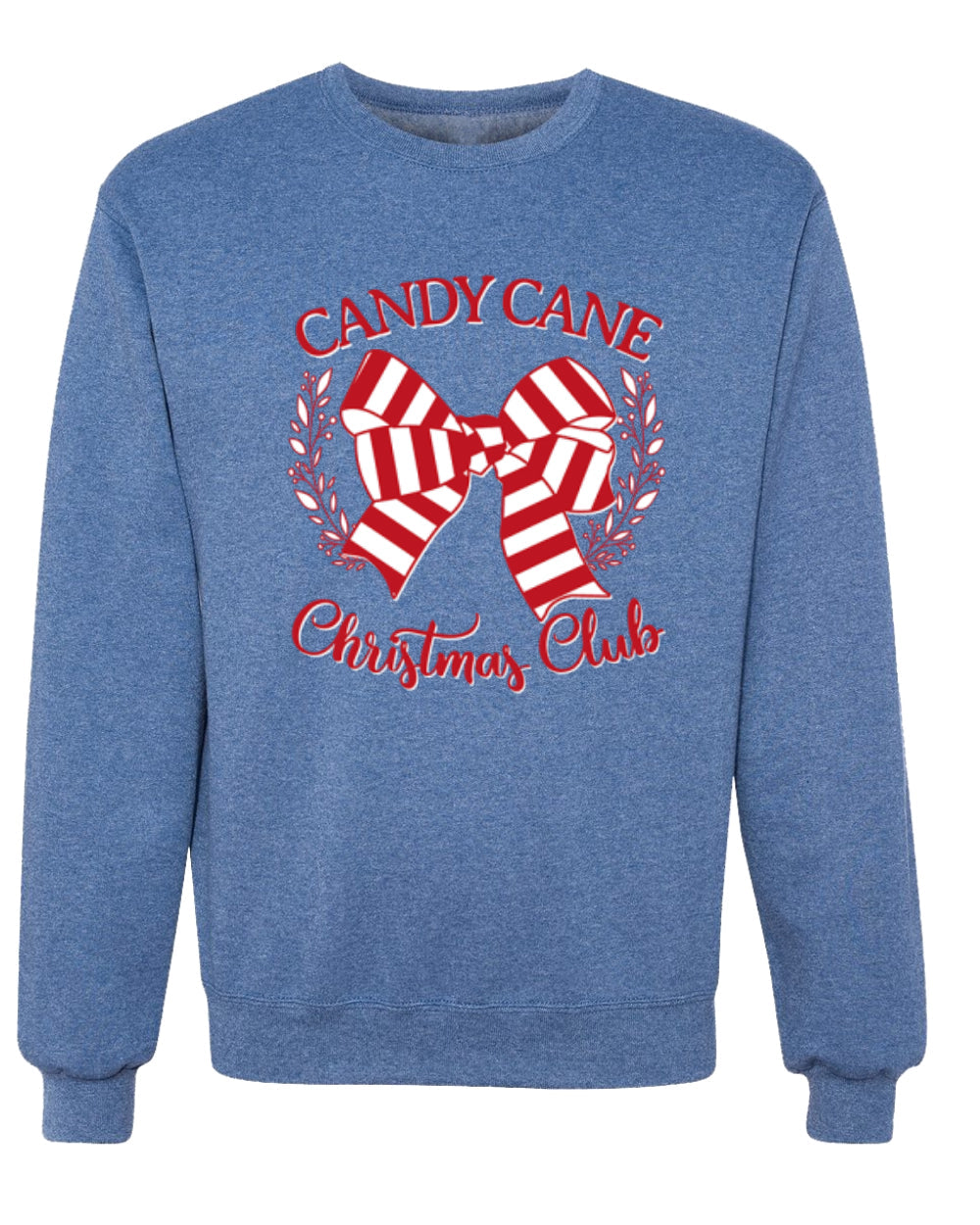 Candy Cane Christmas Club, Cute Bow Peppermint Design Unisex Christmas Sweater, Crewneck Sweatshirts