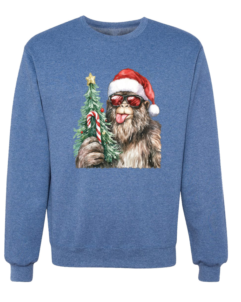 Christmas Sasquatch, Big Foot, Funny Candy Cane Christmas Design, Unisex Christmas Sweater, Crewneck Sweatshirts