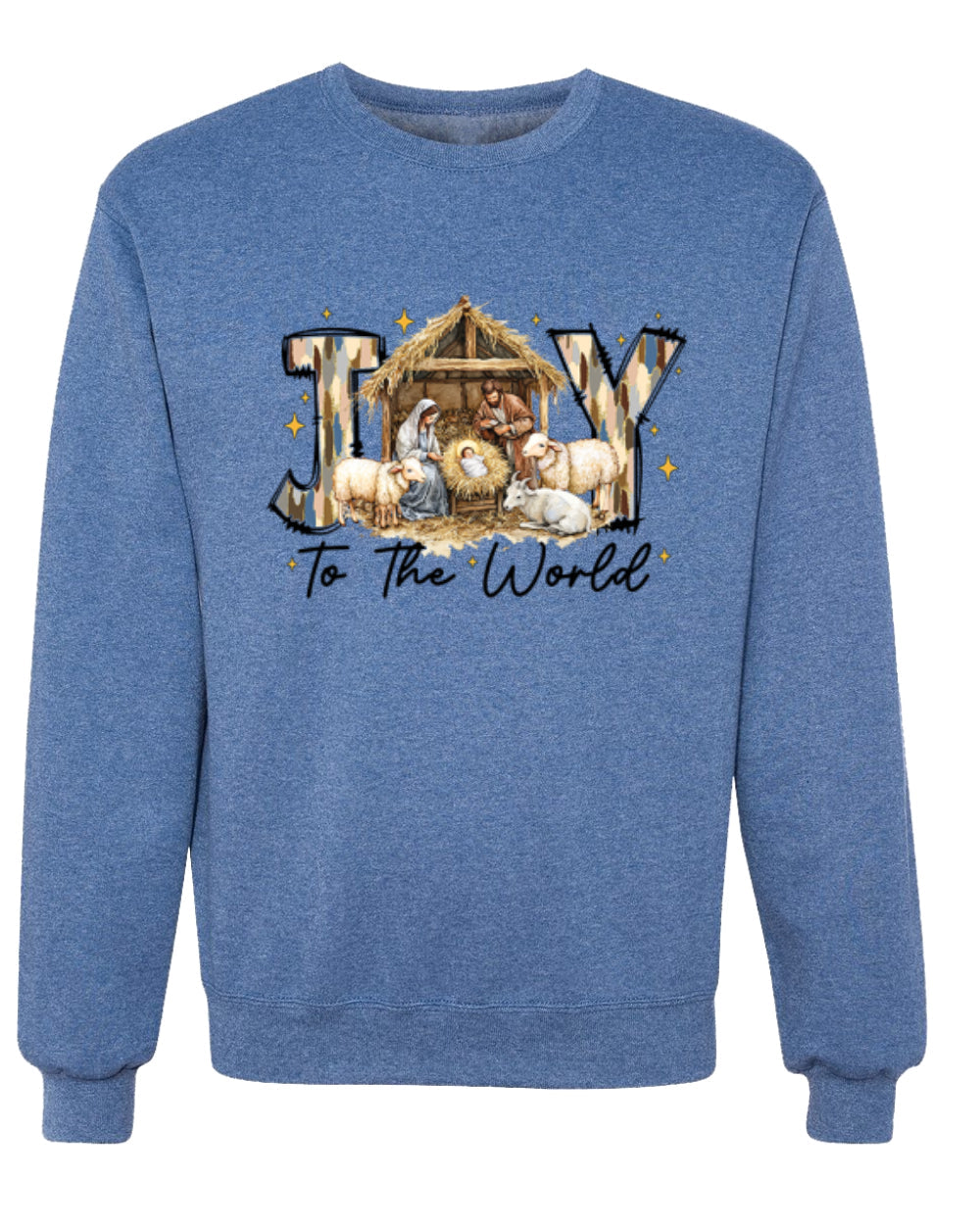Joy To The World, Jesus Birth, Nativity, Christian Jesus Religious Design, Unisex Christmas Sweater, Crewneck Sweatshirts