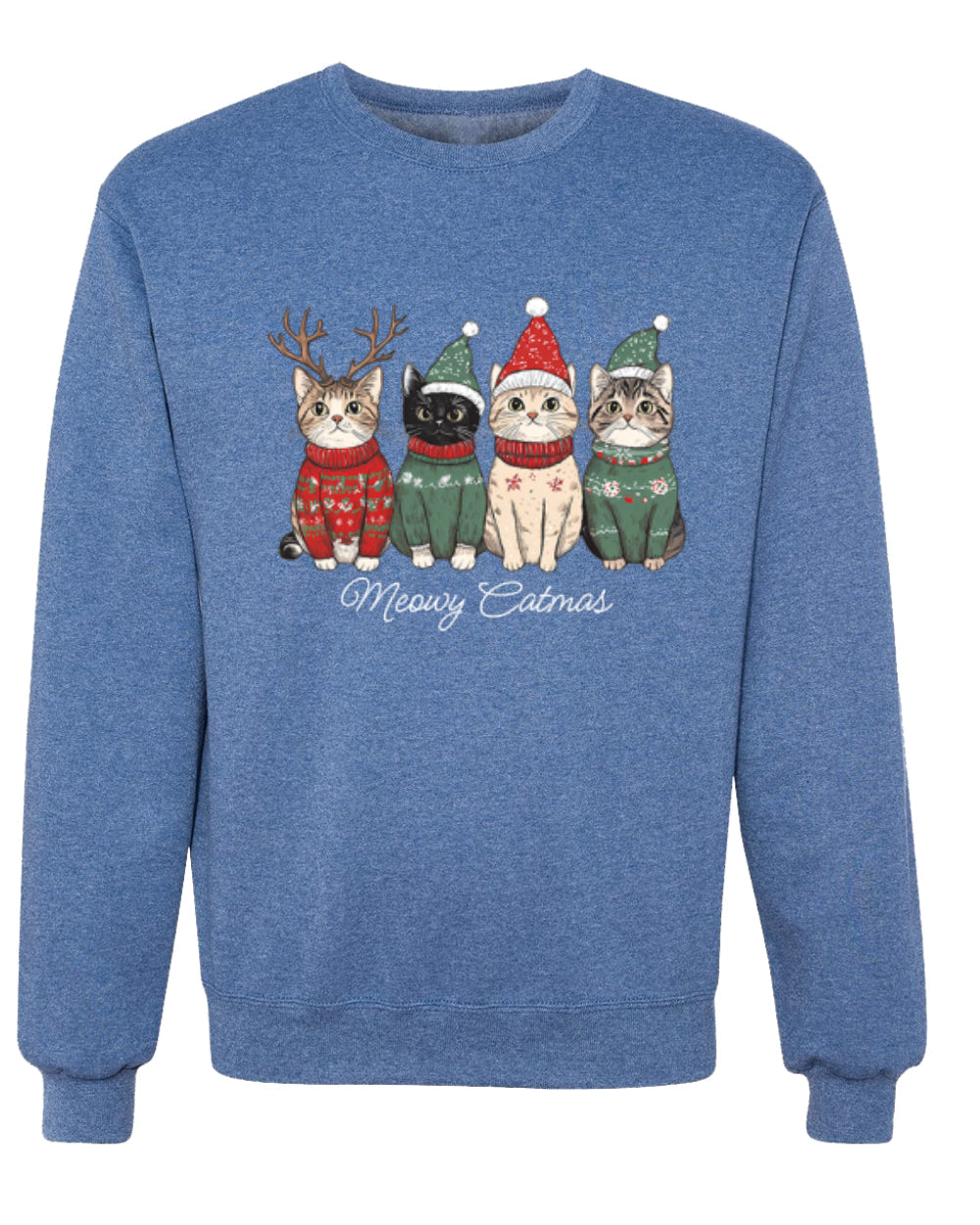 Meowy Catmas, Christmas Cat Lover Design, Unisex Christmas Sweater, Crewneck Sweatshirts