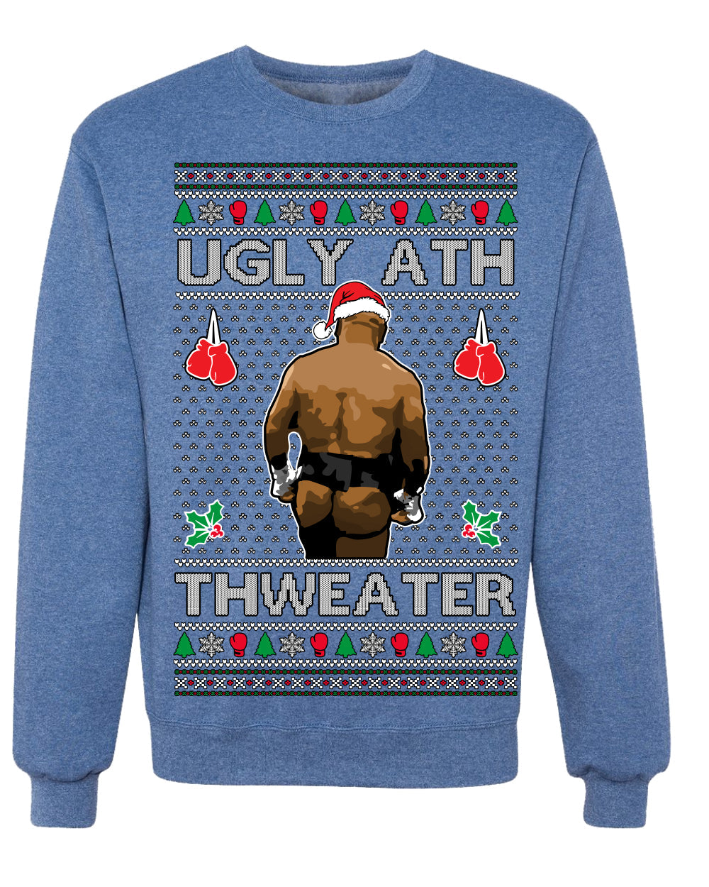 Ugly Ath Sweater Merry Chrithmith, Butt Viral Ugly Ass Boxing Fight, Funny Ugly Christmas Sweater Crewneck Sweatshirt