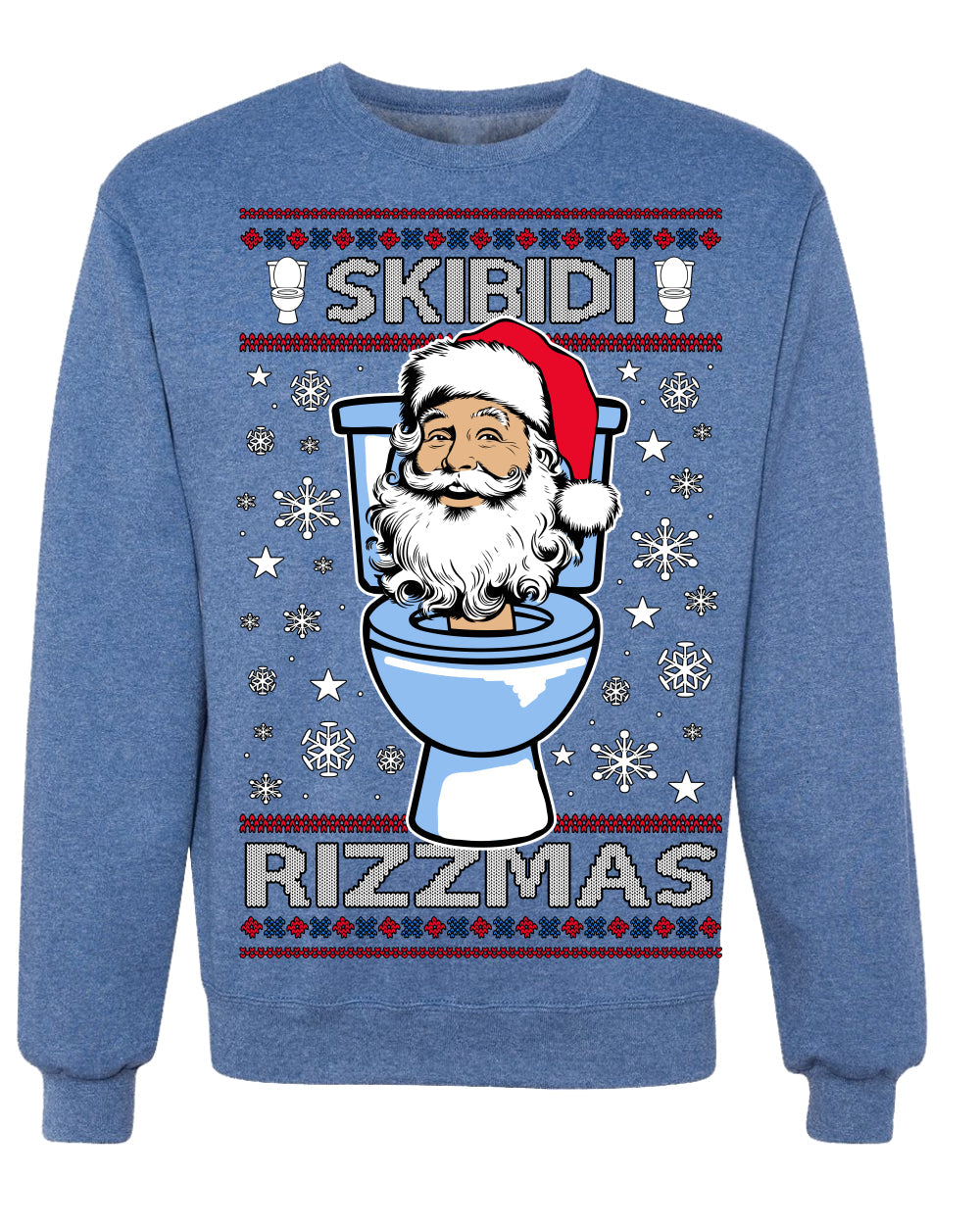 Skibidi Rizzmas Funny Toilet Video Viral Brain Rot Meme, Gen Z Alpha Slang Brainrot Memes Ugly Christmas Sweater Crewneck Sweatshirt