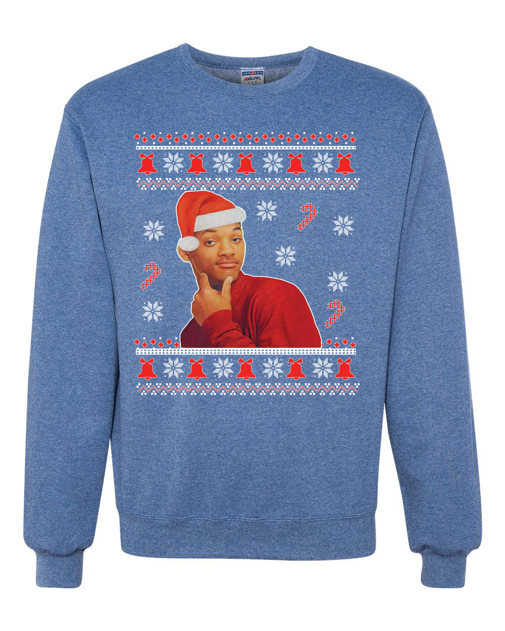 Will Smith Fresh Prince Of Bel Air  Christmas Xmas Candy Cane Ugly Christmas Sweater Unisex Crewneck Sweatshirt