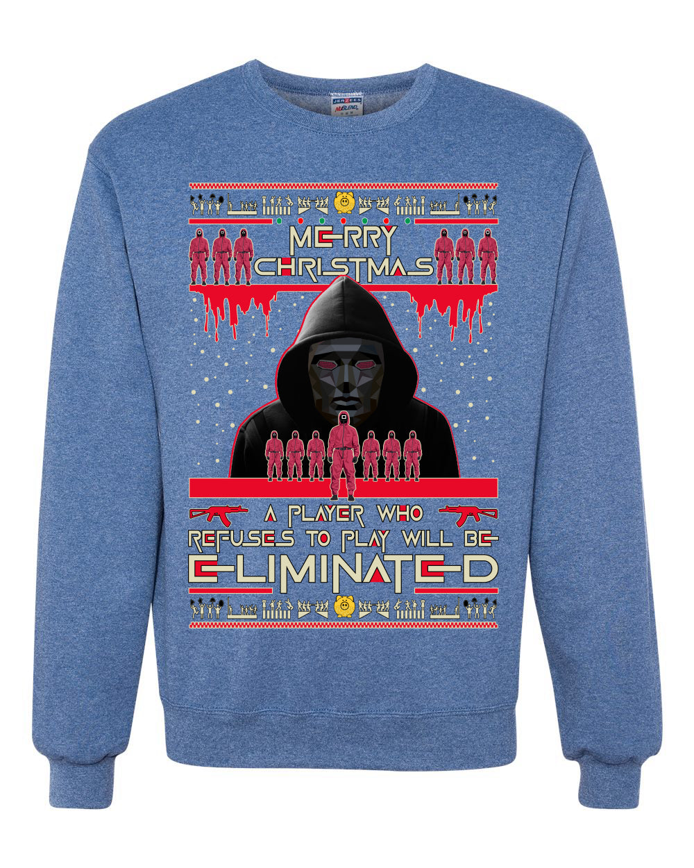 Merry Xmas Squid Game Not be Eliminated Ugly Christmas Sweater Unisex Crewneck Sweatshirt