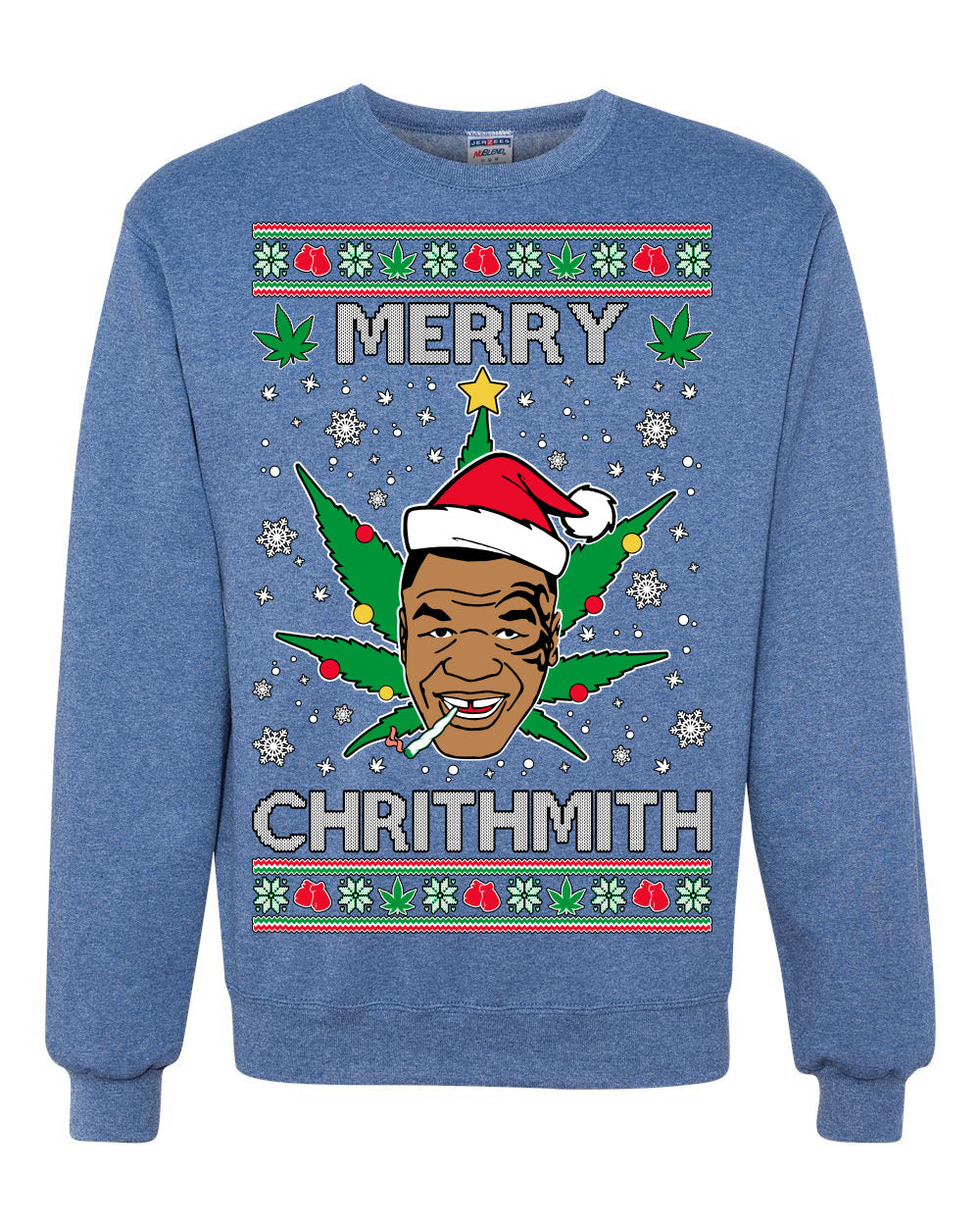 Merry Chrithmith Weed Pot Leaf Join Stoner Ugly Christmas Sweater Unisex Crewneck Sweatshirt