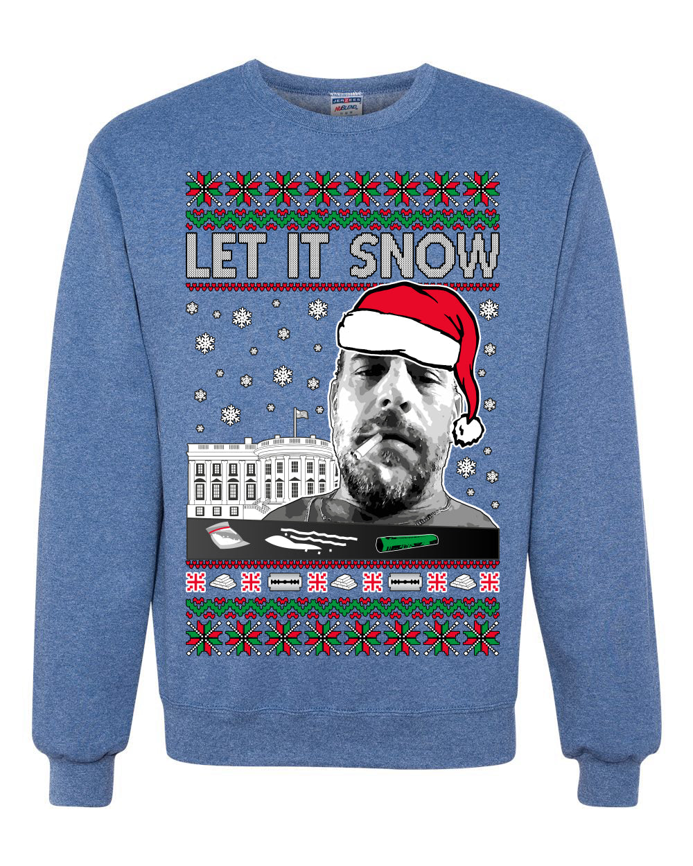 Hunter Let It Snow Biden Ugly Christmas Sweater Unisex Crewneck Sweatshirt
