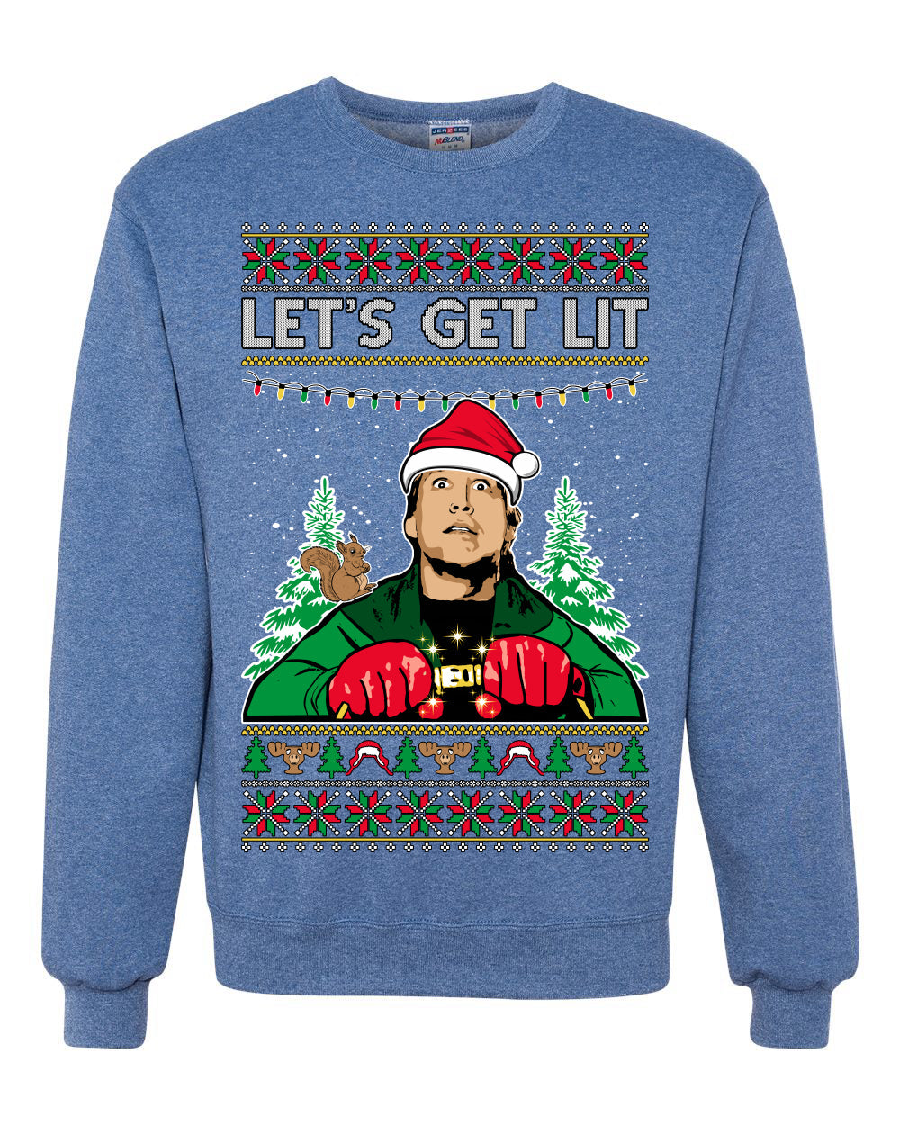 Let's Get Lit Clark Vacation Ugly Christmas Sweater Unisex Crewneck Sweatshirt