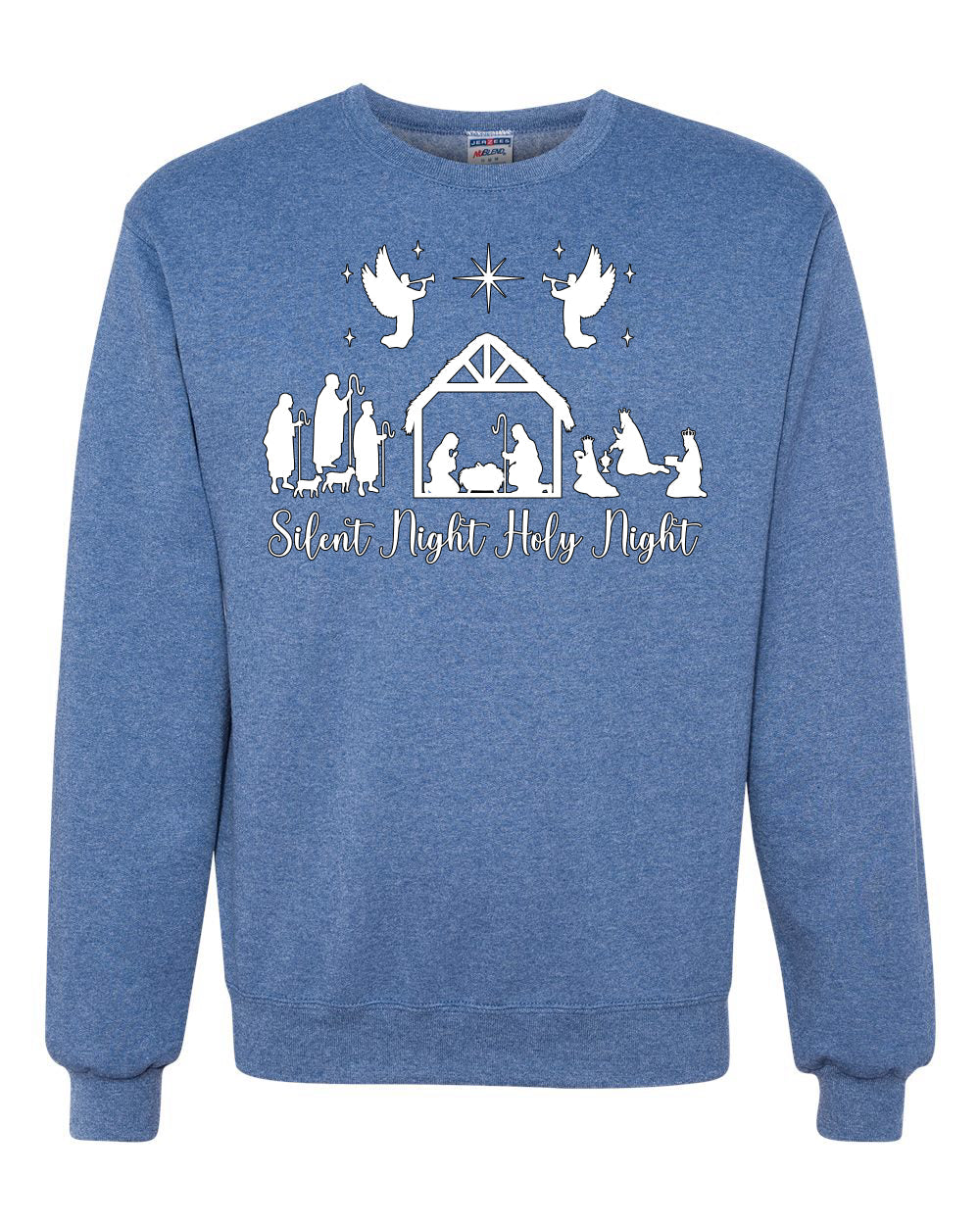 Silent Night Holy Night Religious Jesus Christmas Unisex Crewneck Sweatshirt