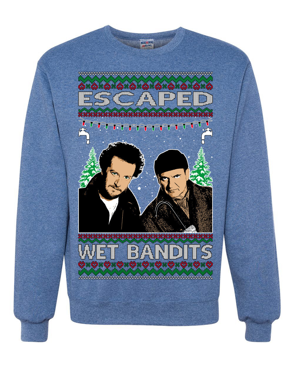 Escaped Bandits Classic Home Holiday Movie Ugly Christmas Sweater Unisex Crewneck Sweatshirt