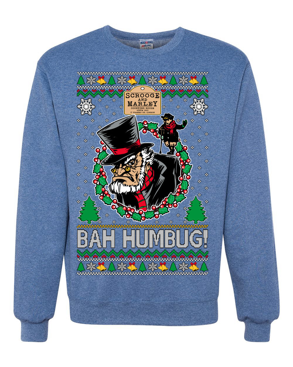 Scrooge BAH HUMBUG! Christmas Carol Novel Ugly Christmas Sweater Unisex Crewneck Sweatshirt
