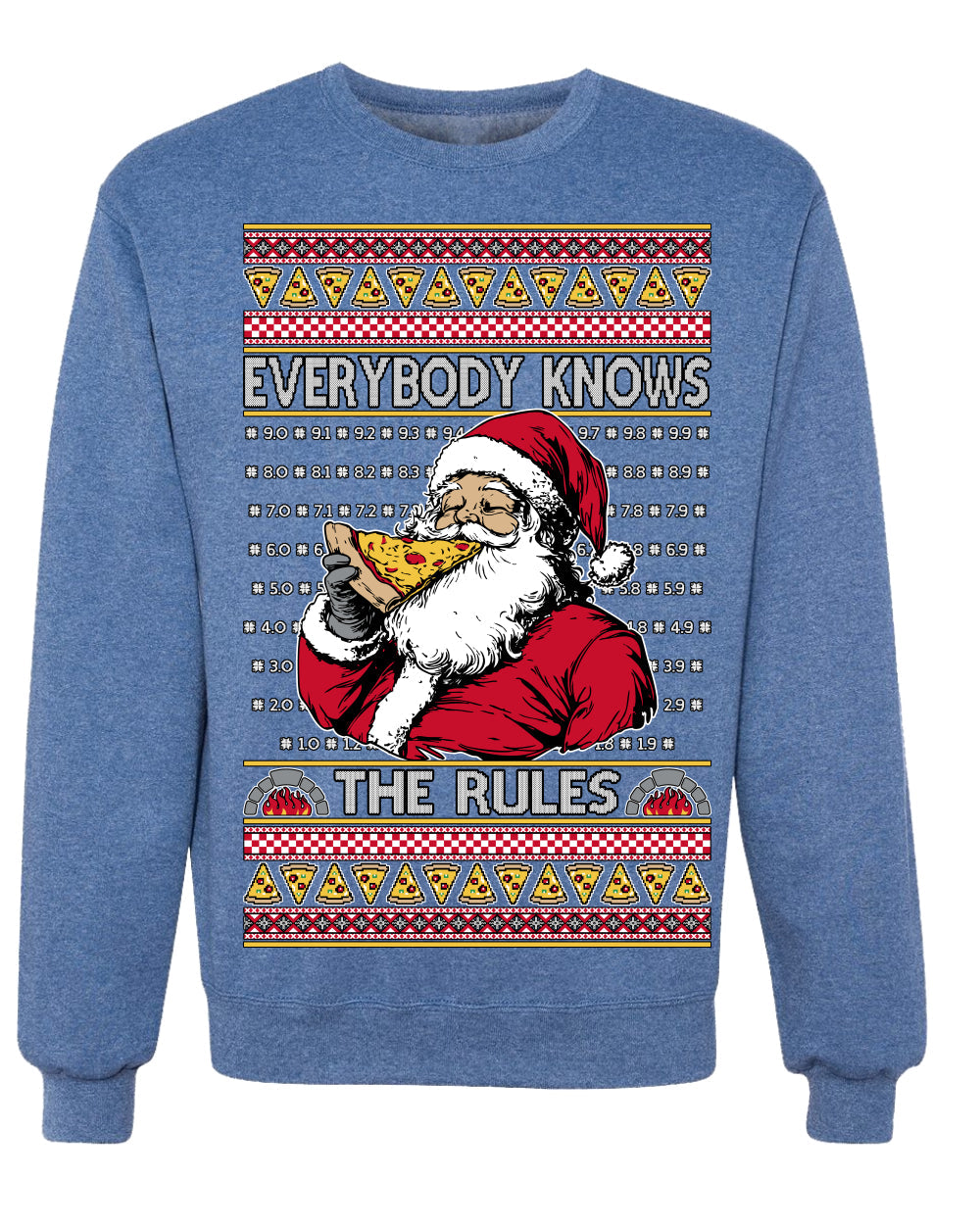 Everybody Knows the Rules Funny Santa Claus Pizza Score Ugly Christmas Sweater