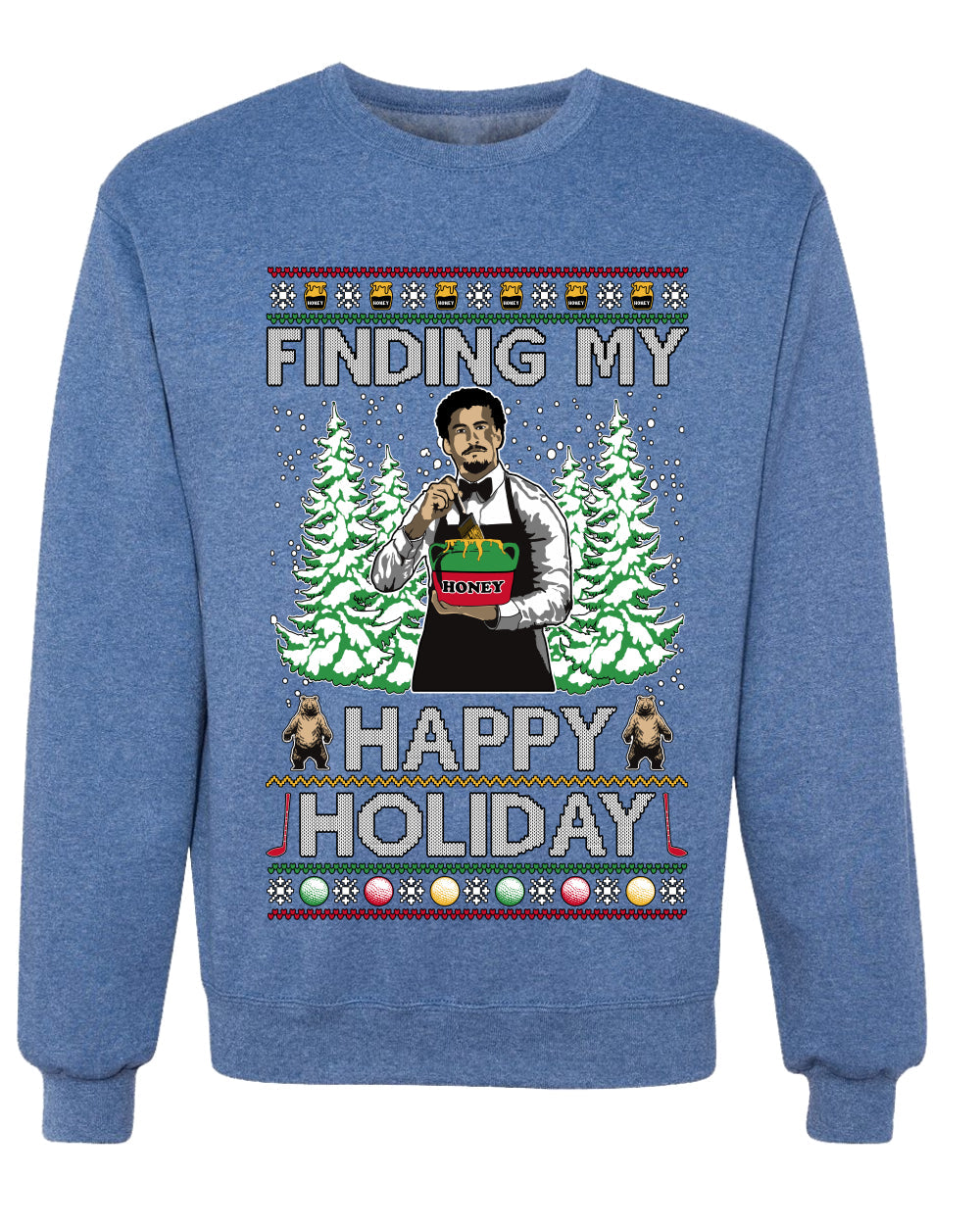 Finding My Happy Holiday, Unisex Ugly Christmas Sweater, Crewneck Sweatshirts