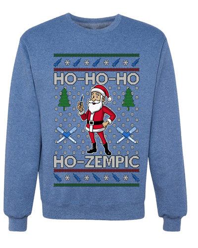Skinny Santa Ho Ho Ho Ho-Zempic Weight Loss Shot, Unisex Ugly Christmas Sweater, Crewneck Sweatshirts