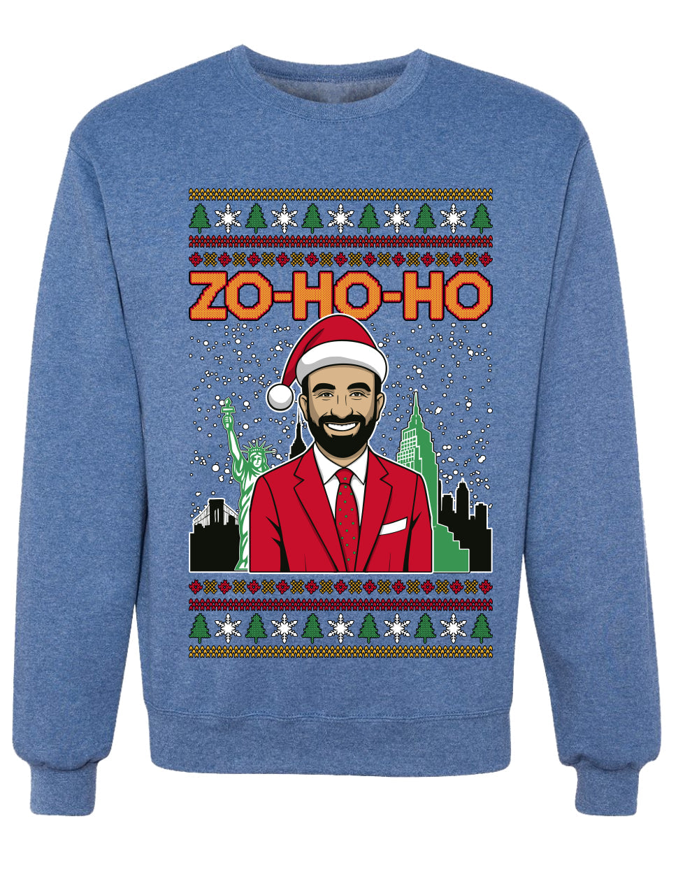 Zo Ho Ho Zohran Mamdani NYC, Unisex Ugly Christmas Sweater Crewneck Sweatshirts